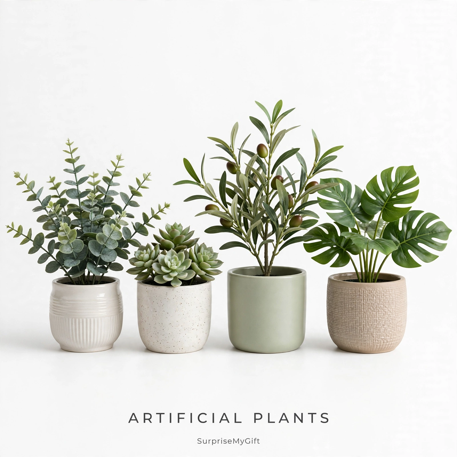 Artificial Monstera Plant in White Pot