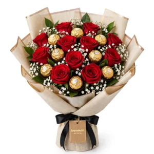 Chocolate Bouquet - Ferrero Rocher & Red Roses