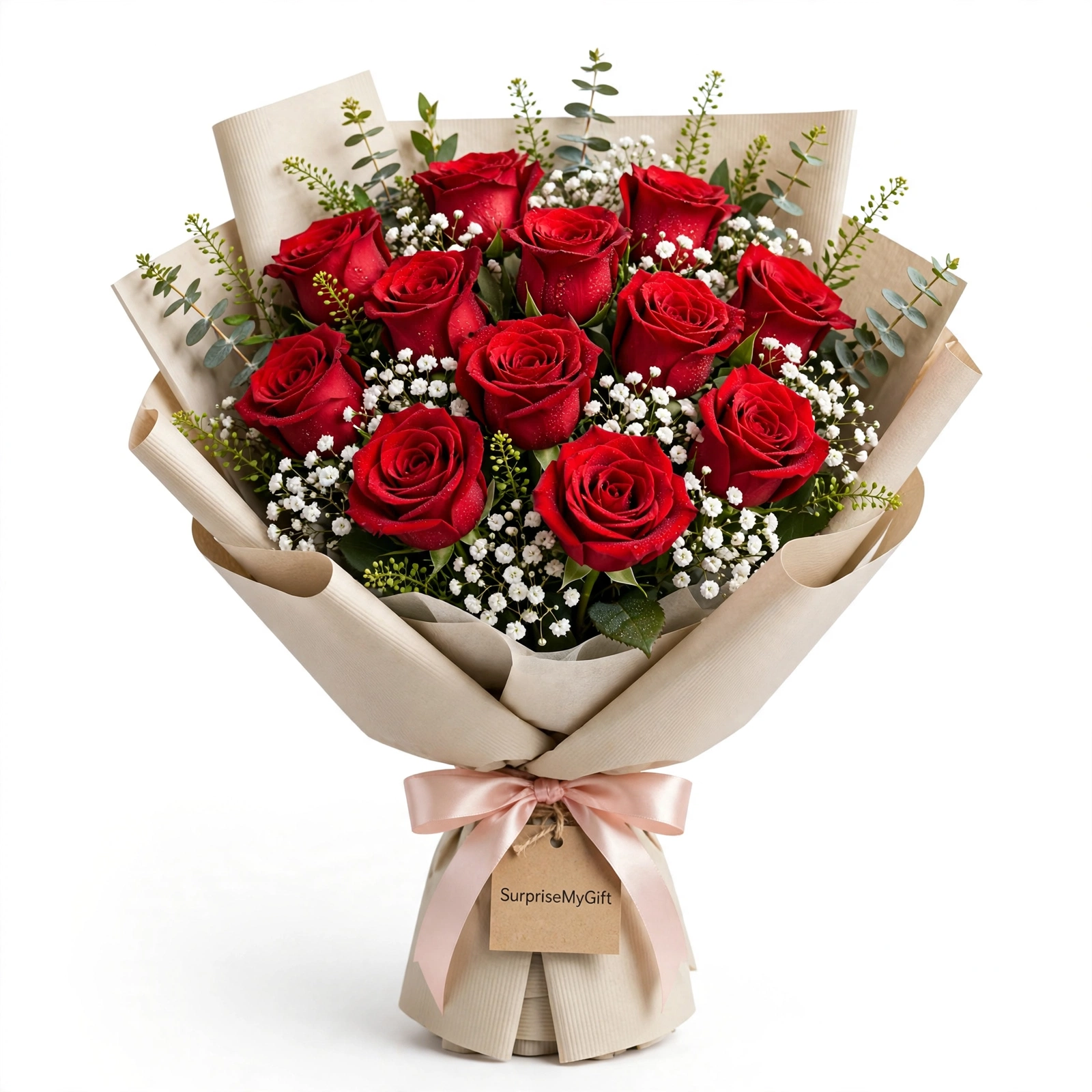 Rose Bouquet - 12 Red Roses Bunch