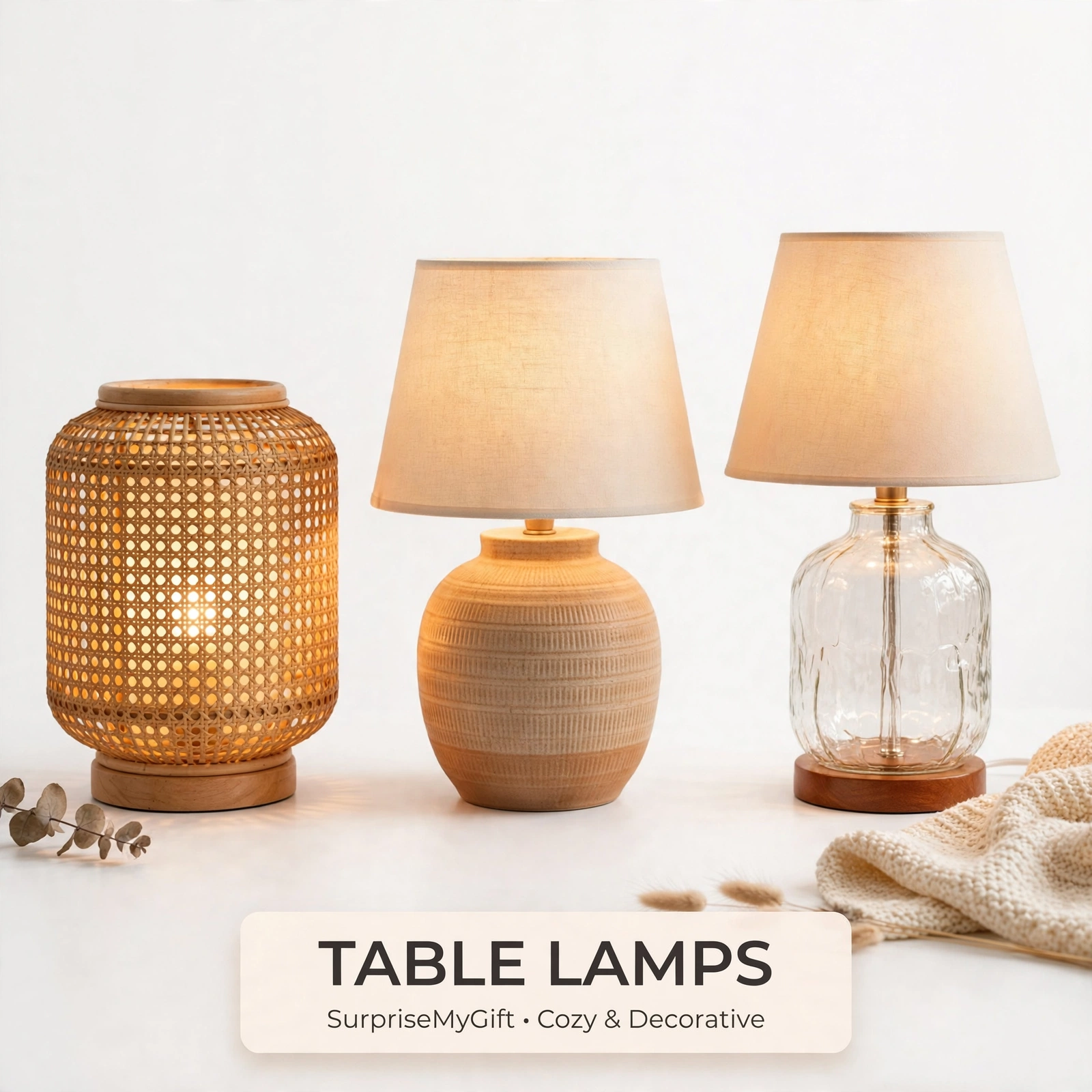 Minimal Ceramic Table Lamp - Warm Light