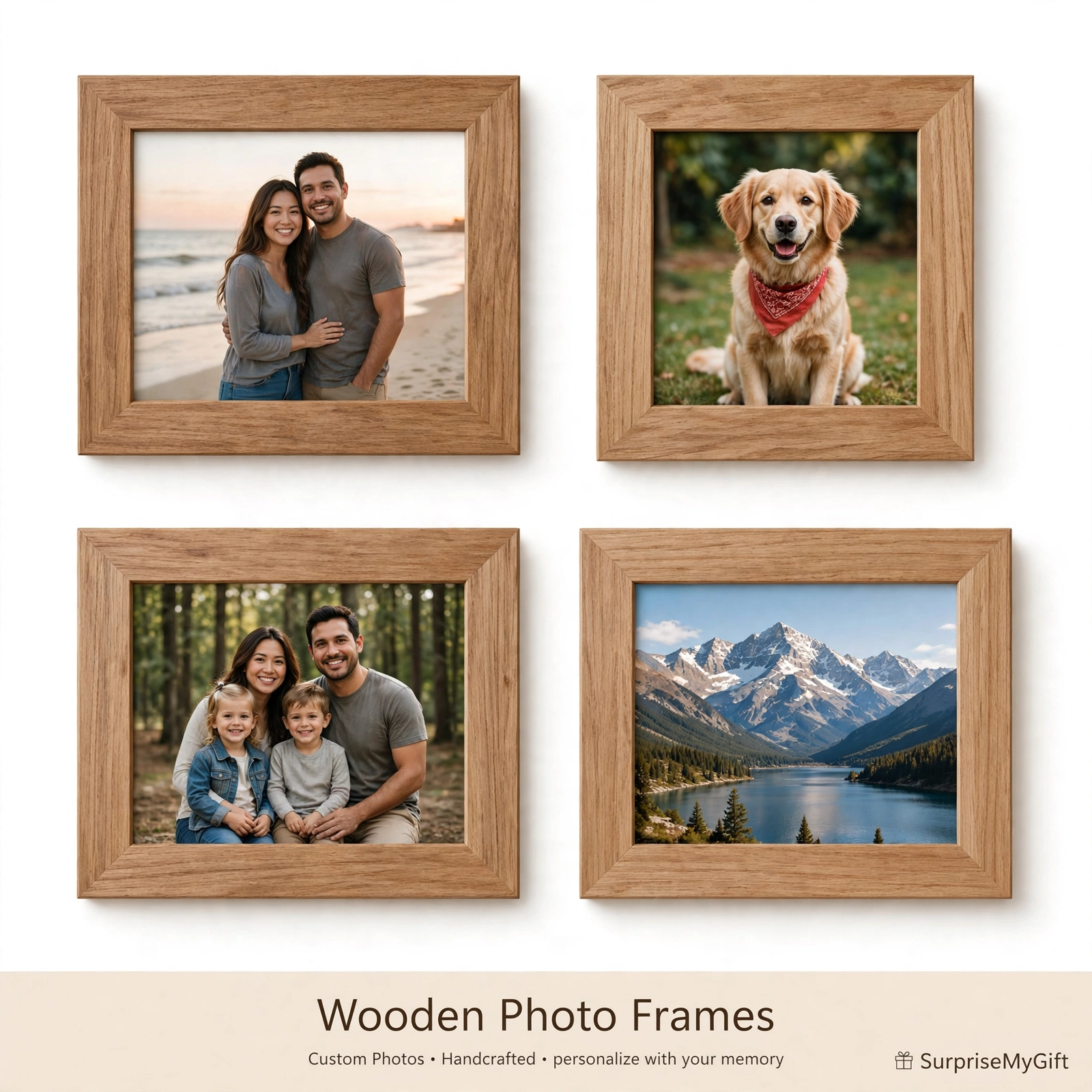 Custom Wooden Photo Frame - Personalized Name & Photo